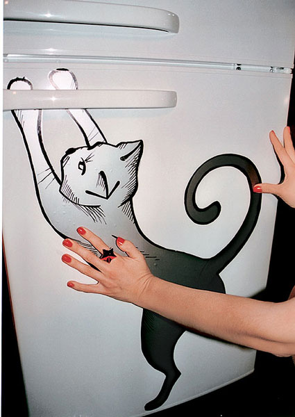 Холодильник-с забавным декором кошки этап 4
